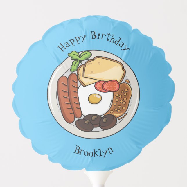 English breakfast cartoon illustration balloon (Front)