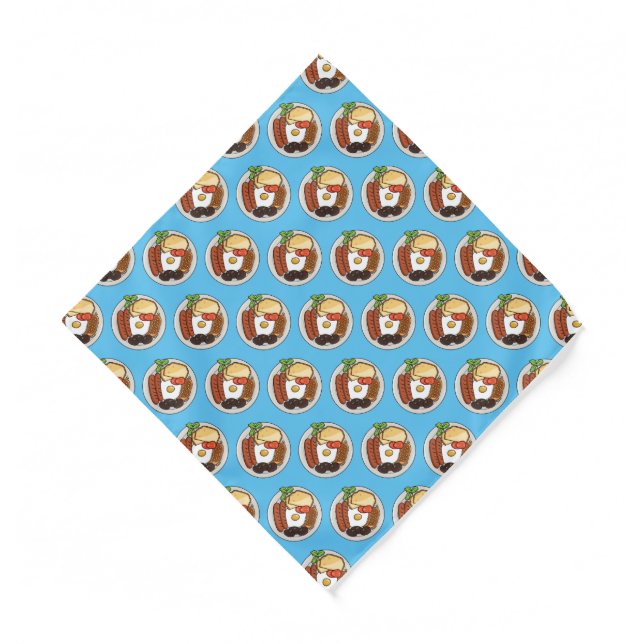 English breakfast cartoon illustration bandana (Front)