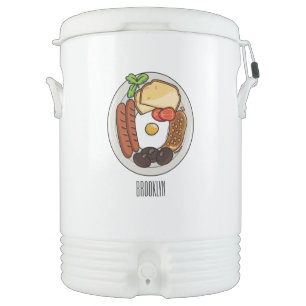 English breakfast cartoon illustration beverage cooler