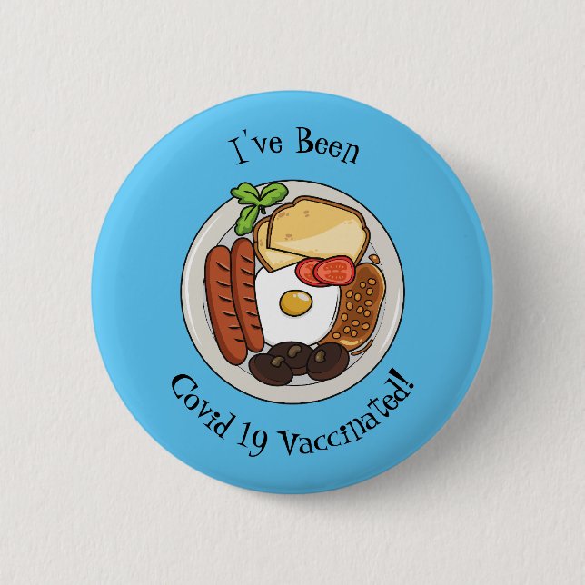 English breakfast cartoon illustration button (Front)
