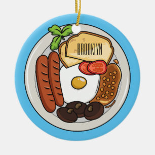 English breakfast cartoon illustration ceramic ornament