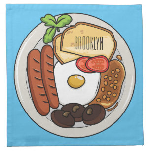 English breakfast cartoon illustration cloth napkin
