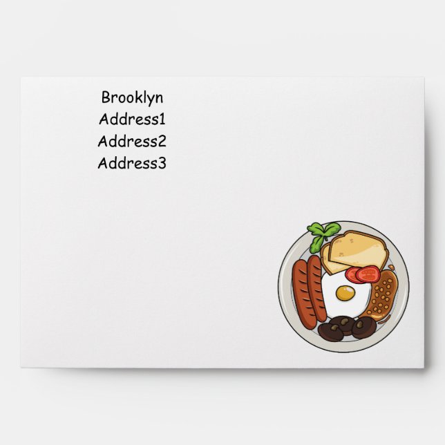 English breakfast cartoon illustration envelope (Front)