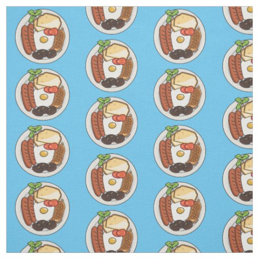 English breakfast cartoon illustration fabric
