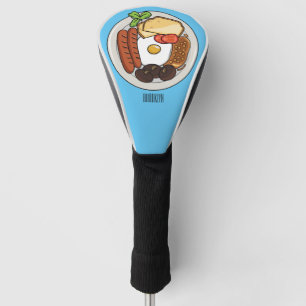 English breakfast cartoon illustration golf head cover