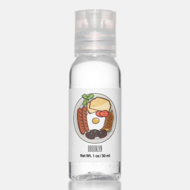 English breakfast cartoon illustration hand sanitizer (Front)
