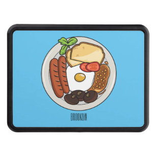 English breakfast cartoon illustration hitch cover