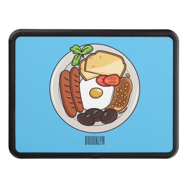 English breakfast cartoon illustration hitch cover (Front)