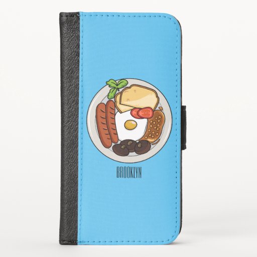 English breakfast cartoon illustration iPhone x wallet case