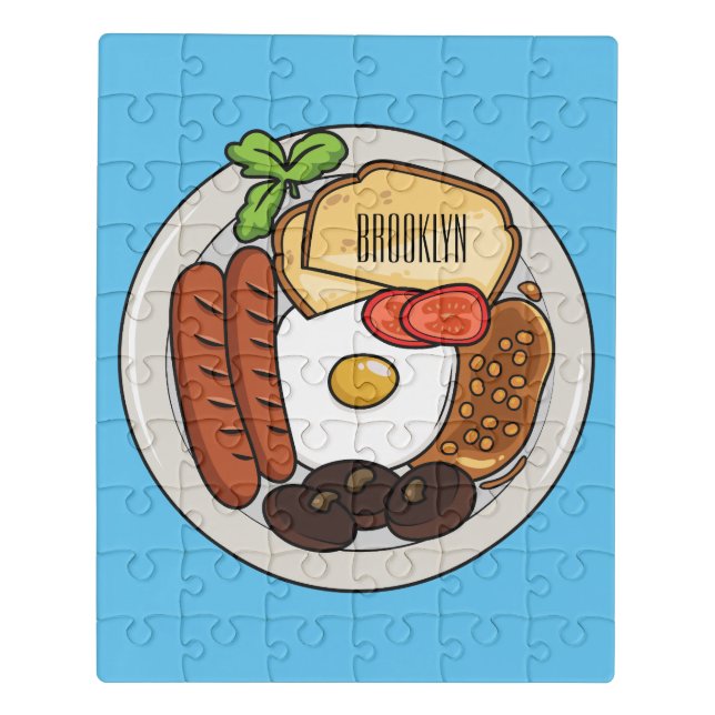 English breakfast cartoon illustration jigsaw puzzle (Puzzle Vertical)