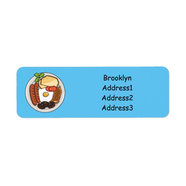 English breakfast cartoon illustration label (Front)