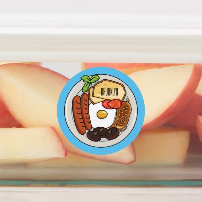 English breakfast cartoon illustration labels (Affixed)