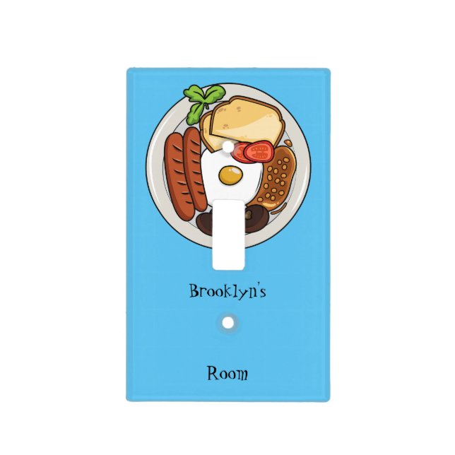 English breakfast cartoon illustration light switch cover (Front)