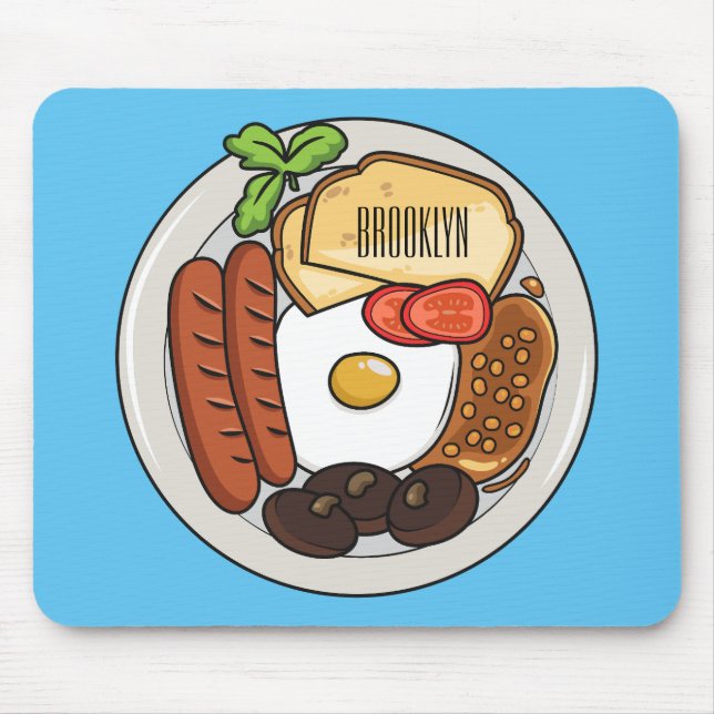 English breakfast cartoon illustration mouse pad (Front)