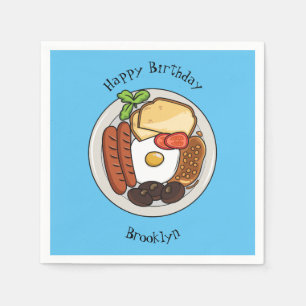 English breakfast cartoon illustration napkins