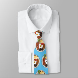 English breakfast cartoon illustration neck tie
