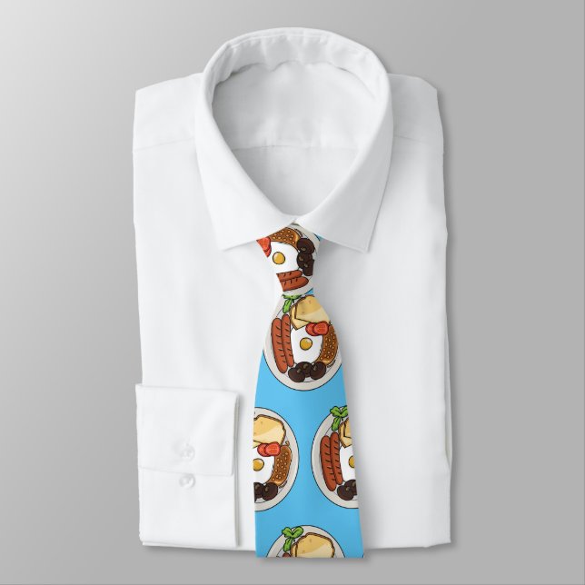 English breakfast cartoon illustration neck tie (Tied)