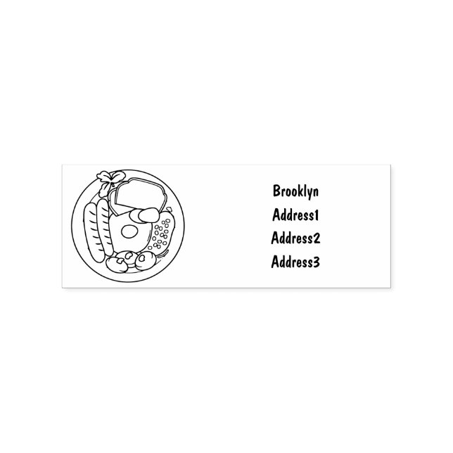 English breakfast cartoon illustration rubber stamp (Imprint)