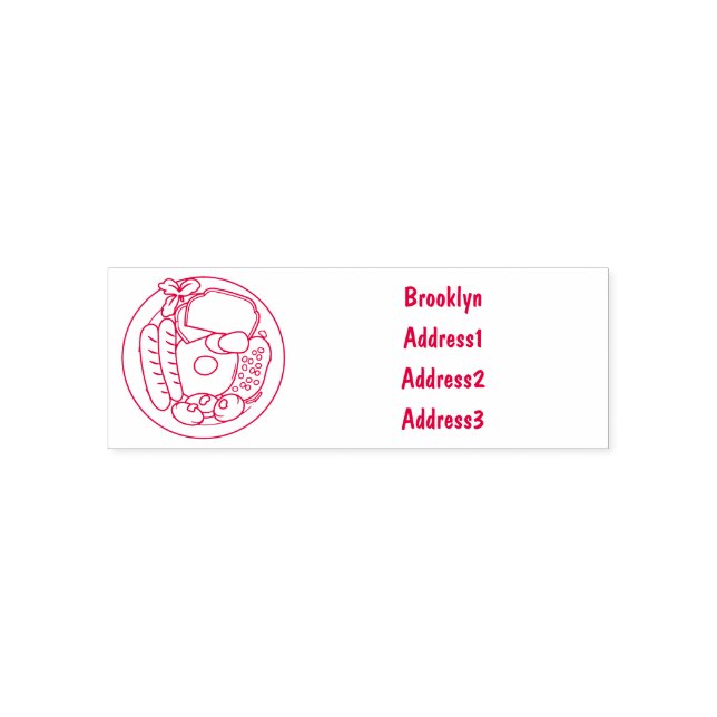 English breakfast cartoon illustration self-inking stamp (Design)