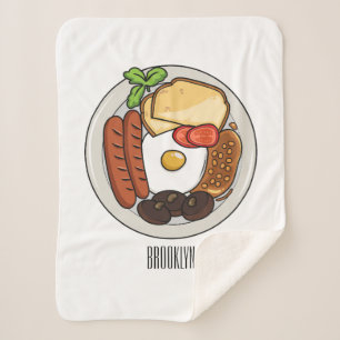 English breakfast cartoon illustration sherpa blanket