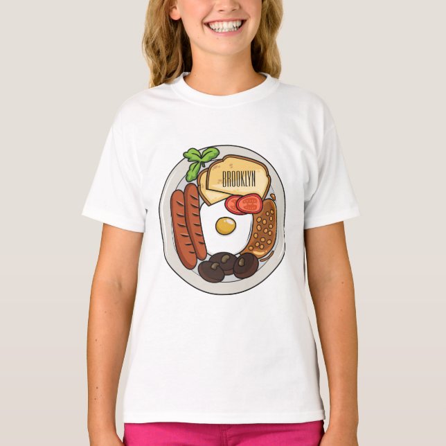 English breakfast cartoon illustration T-Shirt (Front)
