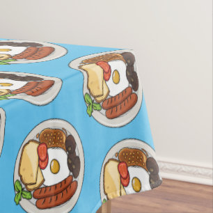 English breakfast cartoon illustration tablecloth