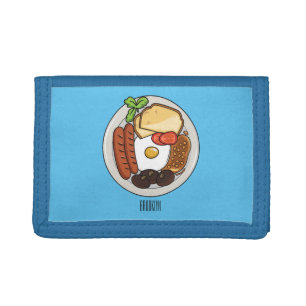 English breakfast cartoon illustration trifold wallet