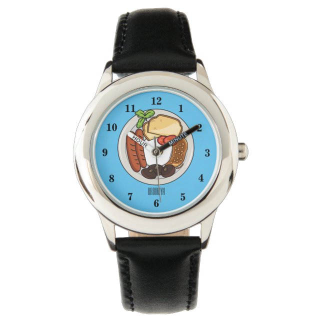 English breakfast cartoon illustration watch (Front)