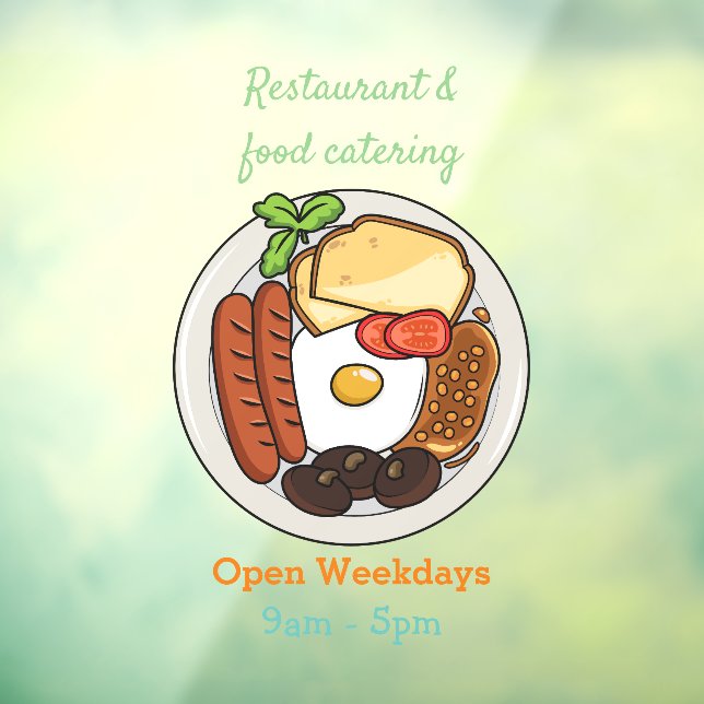 English breakfast cartoon illustration window cling (Sheet 3)