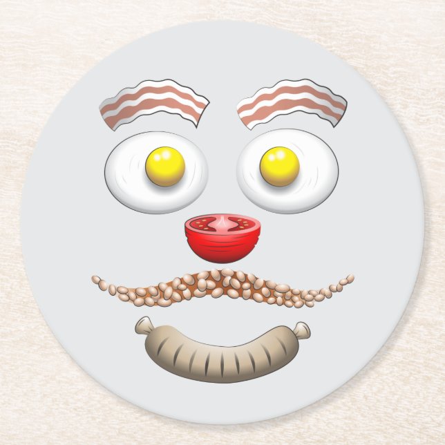 ENGLISH BREAKFAST FACE ROUND PAPER COASTER (Front)