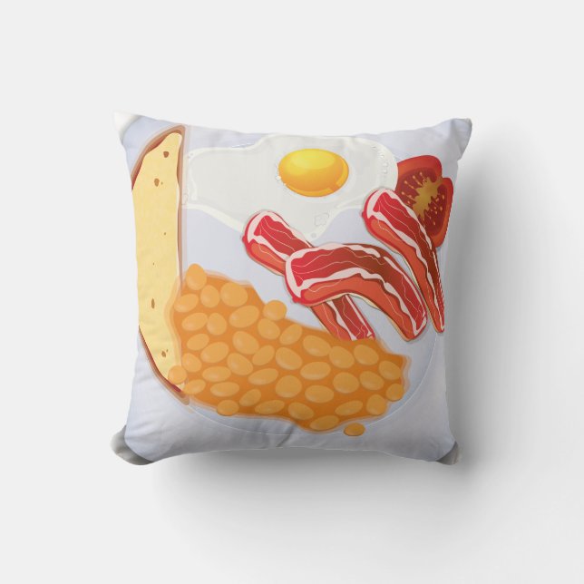 English Breakfast Throw Pillow (Front)