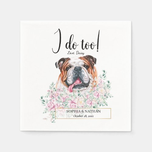 English British Bulldog Wedding Cocktail Napkins