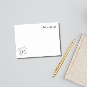 English Bull Dog Simple Black & White Personalized Post-it Notes