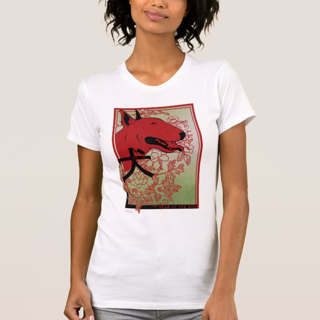 English Bull Terrier Asian Inspired Illustration T-Shirt (Front)