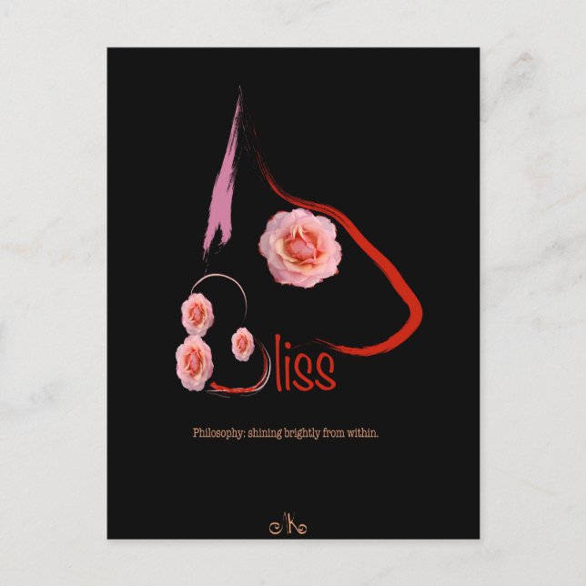 English Bull Terrier Bliss with roses Pet Art  Postcard (Front)