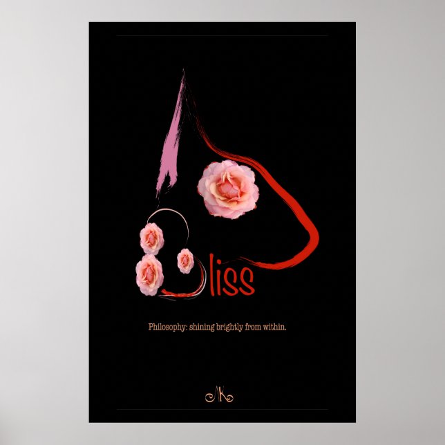 English Bull Terrier Bliss with roses Pet Art  Poster (Front)