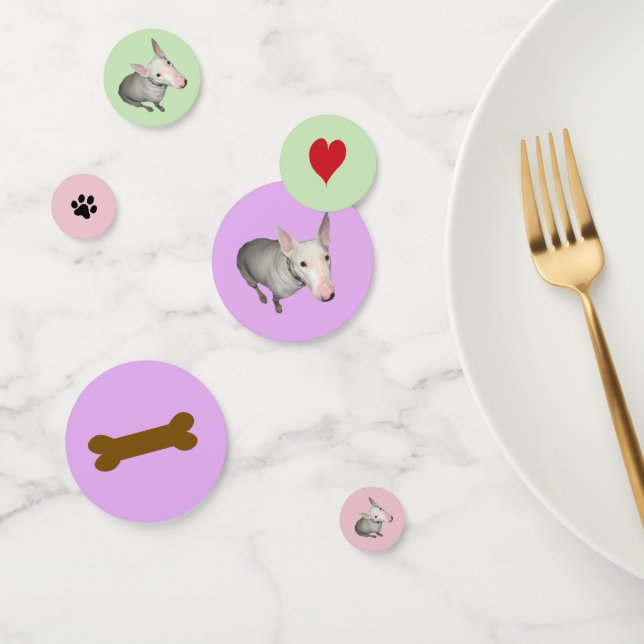 English Bull Terrier, Bone, Heart and Paw Print Confetti (Group)