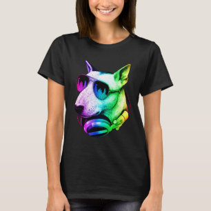 English Bull Terrier DJ Headphones Retro Music Dog T-Shirt