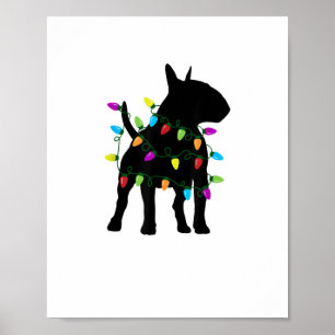 English Bull Terrier Dog Christmas Lights  Poster