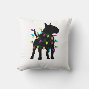 English Bull Terrier Dog Christmas Lights  Throw Pillow