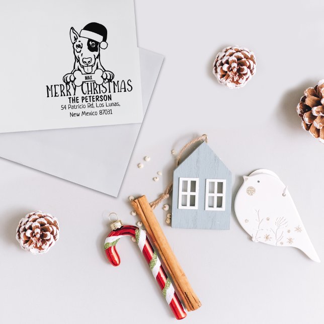 English Bull Terrier Dog Christmas Return Address  Rubber Stamp (Creator Uploaded)