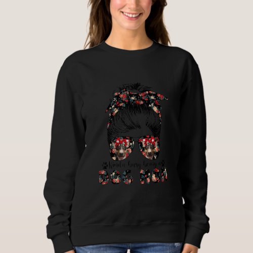 English Bull Terrier Dog Mom Messy Bun Hair Glasse Sweatshirt