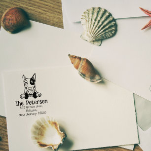 English Bull Terrier Dog Return Address Rubber Stamp