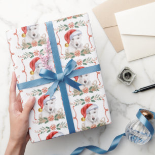English Bull Terrier Dog Santa Christmas Wrapping Paper