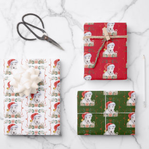 English Bull Terrier Dog Santa Christmas Wrapping Paper Sheets