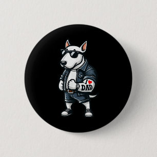 English Bull Terrier I Love Dad Funny Dog Tattoo _ Button