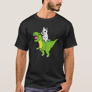English Bull Terrier Riding Rex Dinosaur Dog T-Shirt