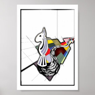 English Bull Terrier Surreal Art Chess Slide Poster