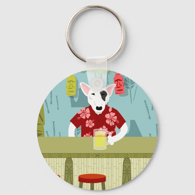 English Bull Terrier Tiki Bar Keychain (Front)