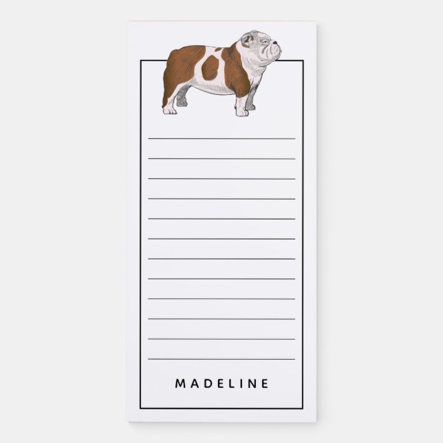 English Bulldog | Add Your Name Magnetic Notepad (Front)